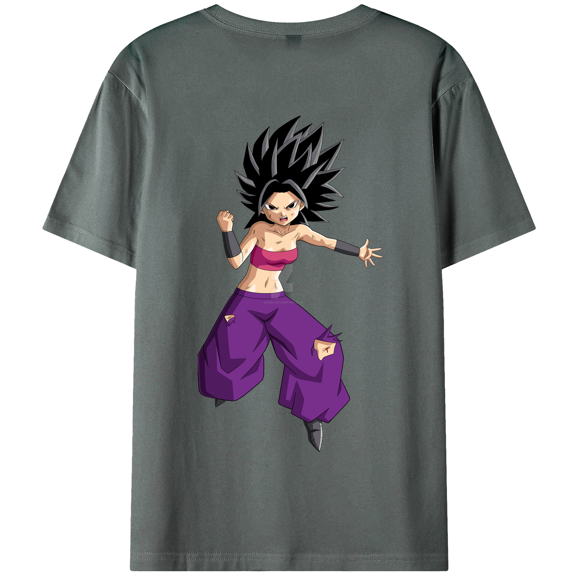 （画像用） ドラゴンボール カリフラ DRAGON BALL Caulifla 綿100％半袖Tシャツ（背面プリント）